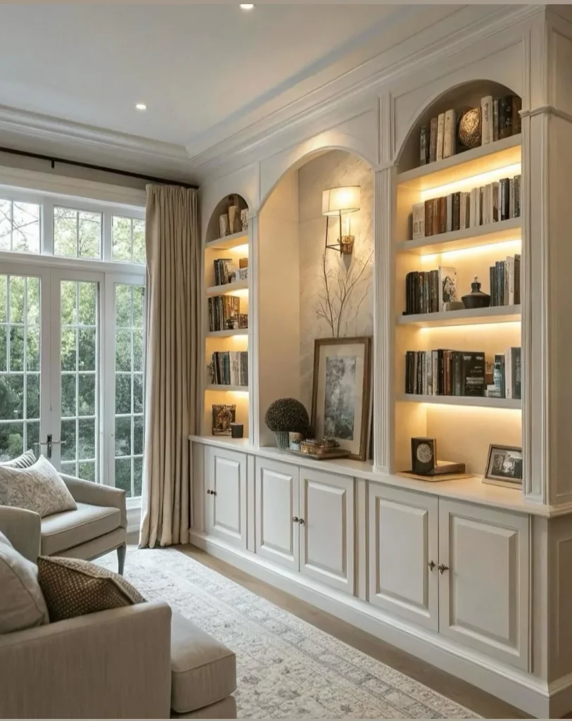 bibliothèque sur mesure à Cannes dans un salon haut de gamme